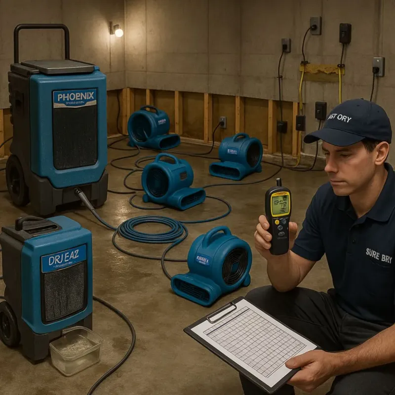 Structural Drying and Dehumidification process in Frontenac, KS